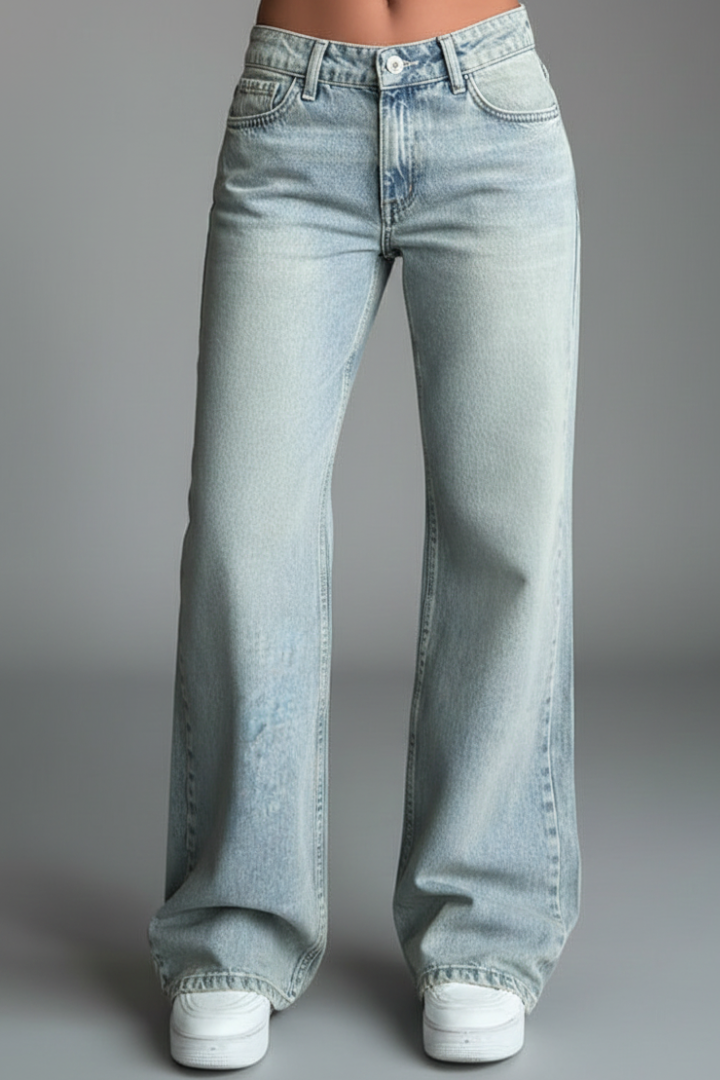 Linnea | Women's Jeans | Low-Waist Button Fastening Straight Legs