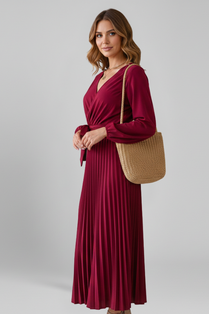 Odrada | Women's Maxi Dress | Pleated Skirt Long Sleeves