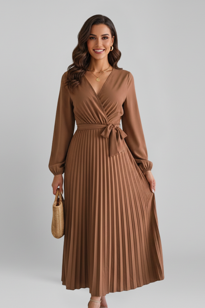 Odrada | Women's Maxi Dress | Pleated Skirt Long Sleeves