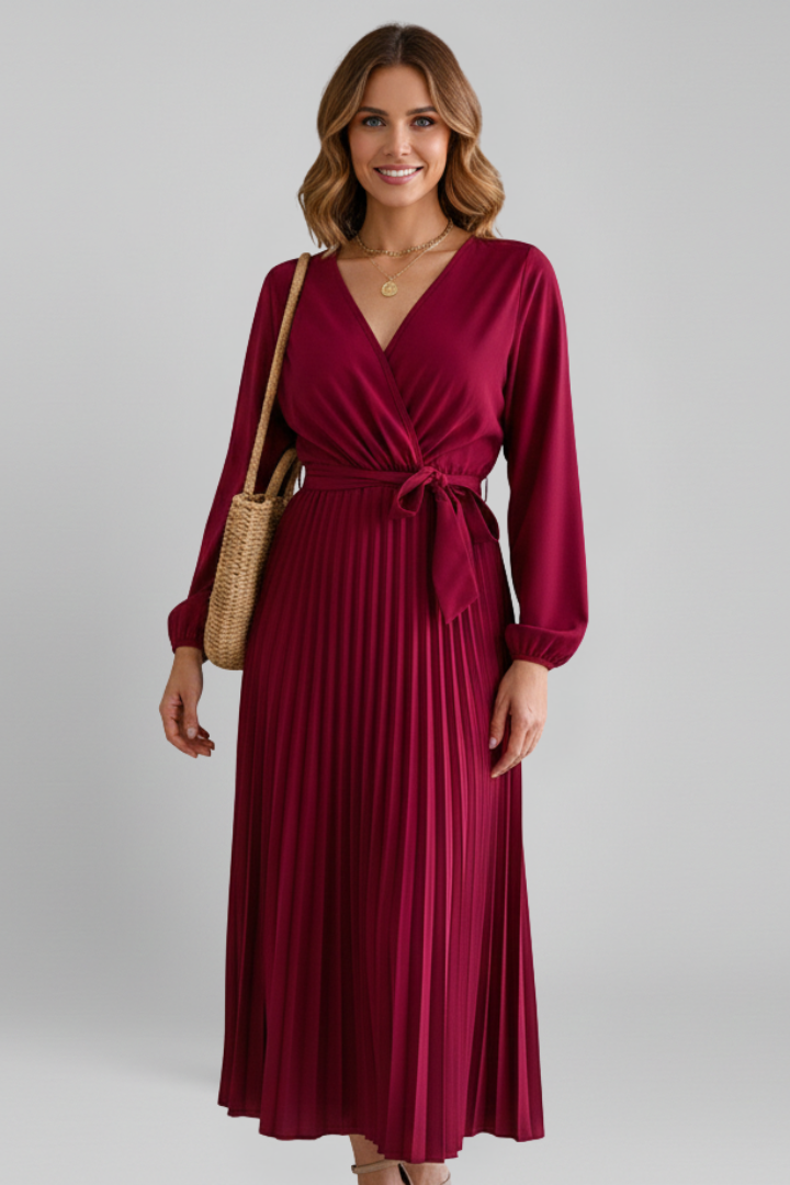 Odrada | Women's Maxi Dress | Pleated Skirt Long Sleeves