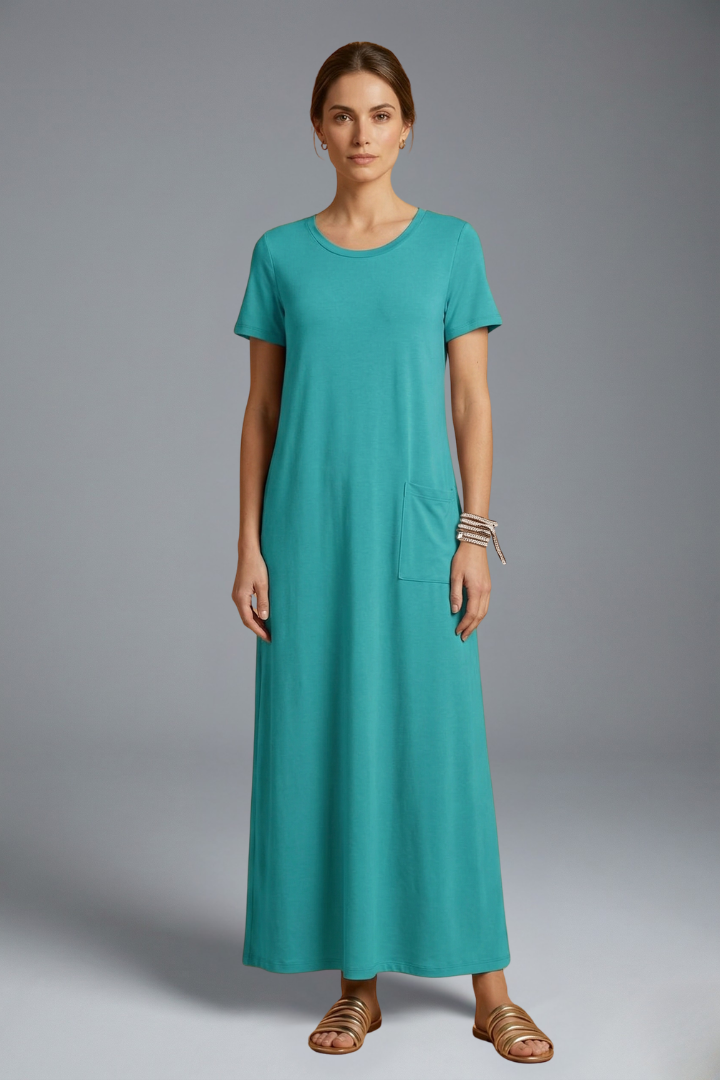 Sage | Women's Maxi Dress | Round Neck Flowing Skirt