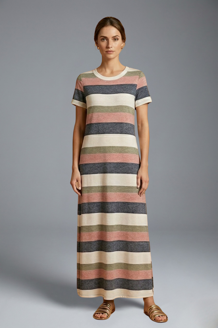 Sage | Women's Maxi Dress | Round Neck Flowing Skirt