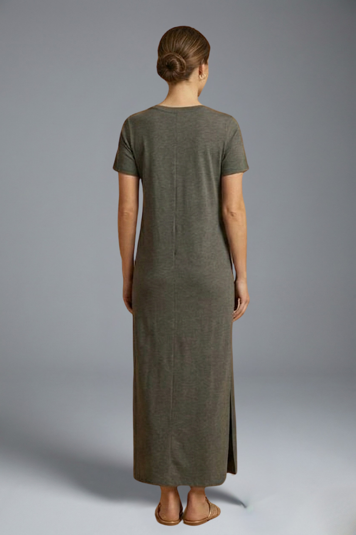 Sage | Women's Maxi Dress | Round Neck Flowing Skirt