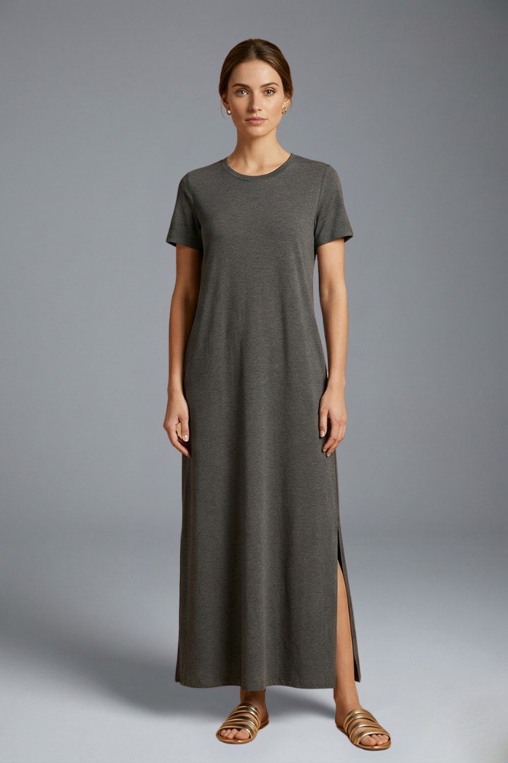 Sage | Women's Maxi Dress | Round Neck Flowing Skirt