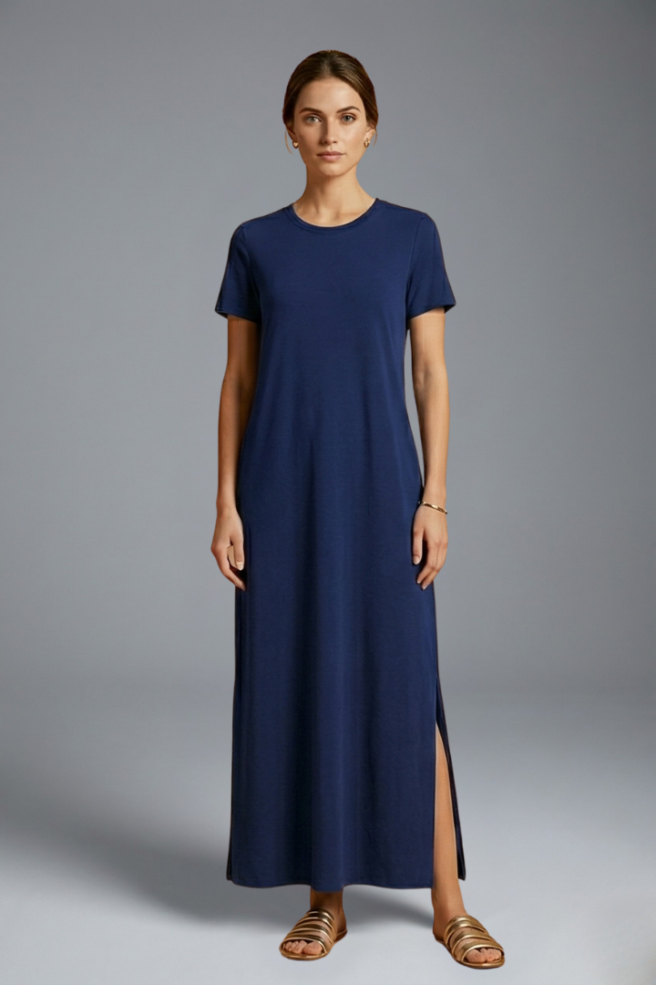 Sage | Women's Maxi Dress | Round Neck Flowing Skirt