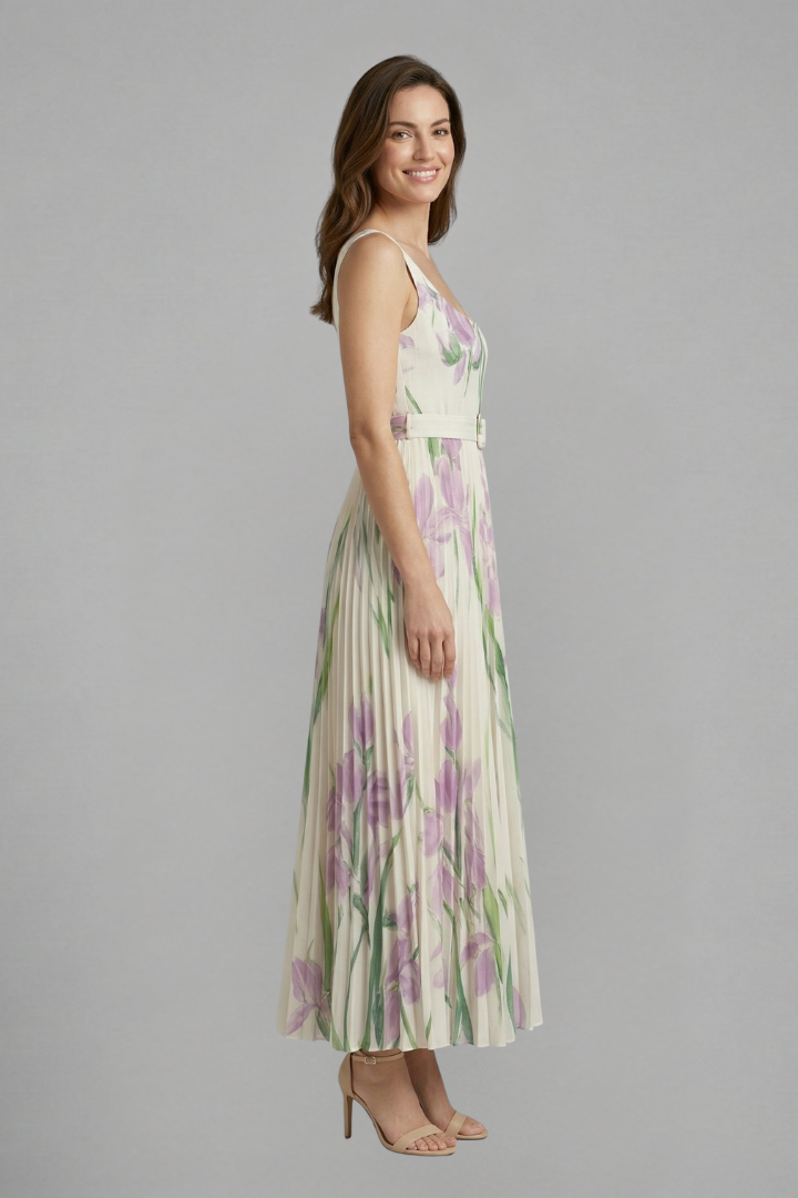 Caitriona | Women's Maxi Dress | Square Neck Pleated Skirt