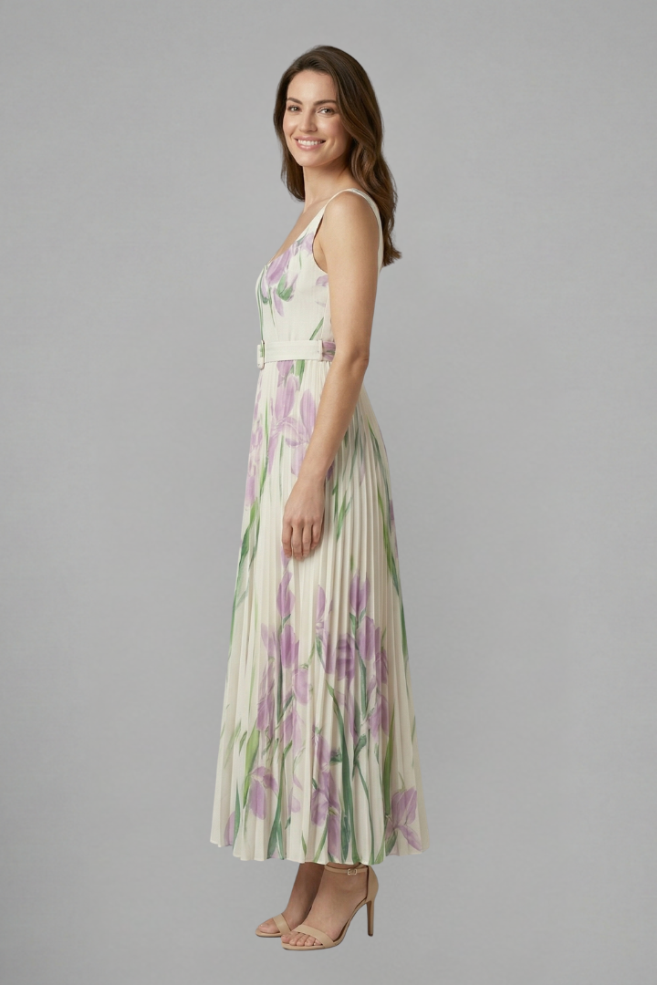 Caitriona | Women's Maxi Dress | Square Neck Pleated Skirt