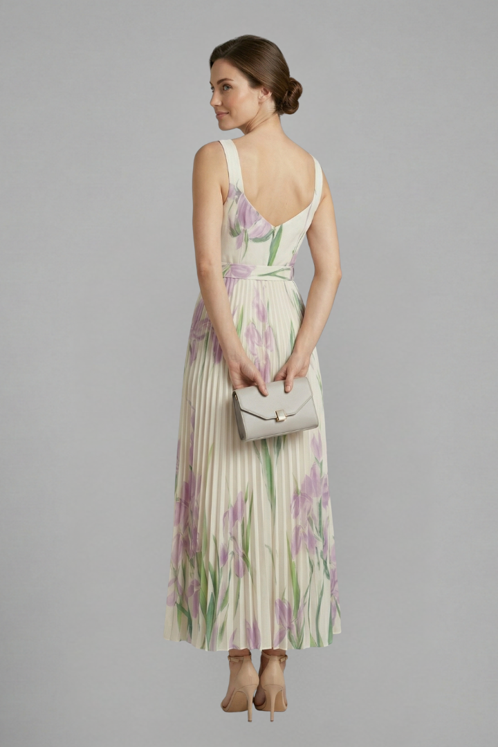 Caitriona | Women's Maxi Dress | Square Neck Pleated Skirt