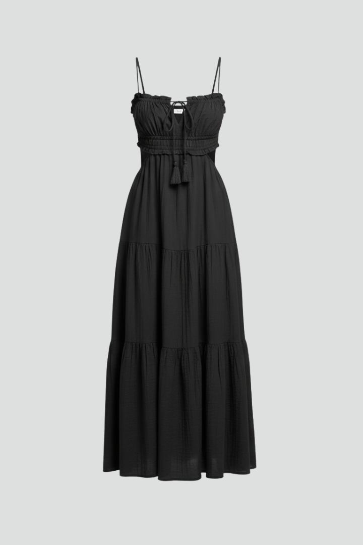 Tova | Women's Maxi Dress | Straight Neckline Tiered Skirt