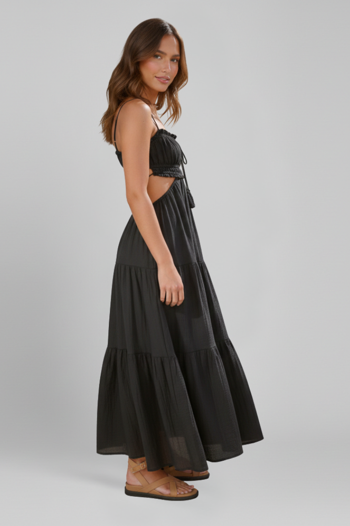 Tova | Women's Maxi Dress | Straight Neckline Tiered Skirt