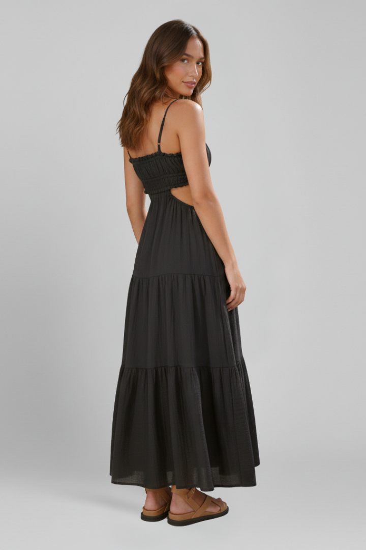 Tova | Women's Maxi Dress | Straight Neckline Tiered Skirt