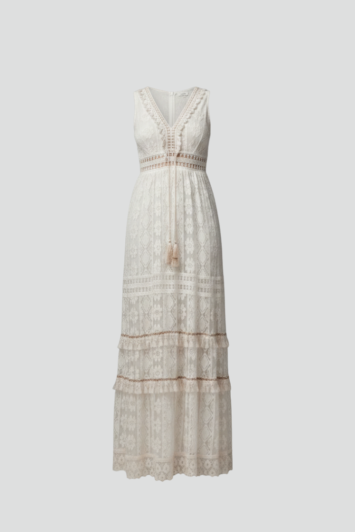 Eurydike | Women's Maxi Dress | V Neck Tiered Skirt