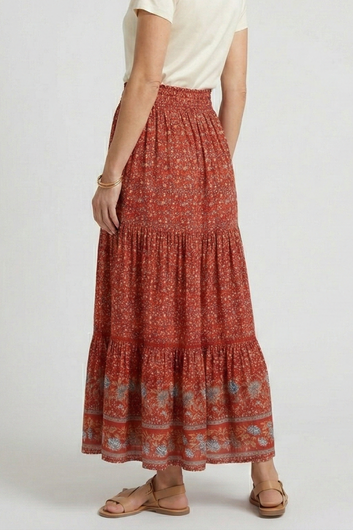 Elpis | Women's Maxi Skirt | Elastic Waist Floral Print