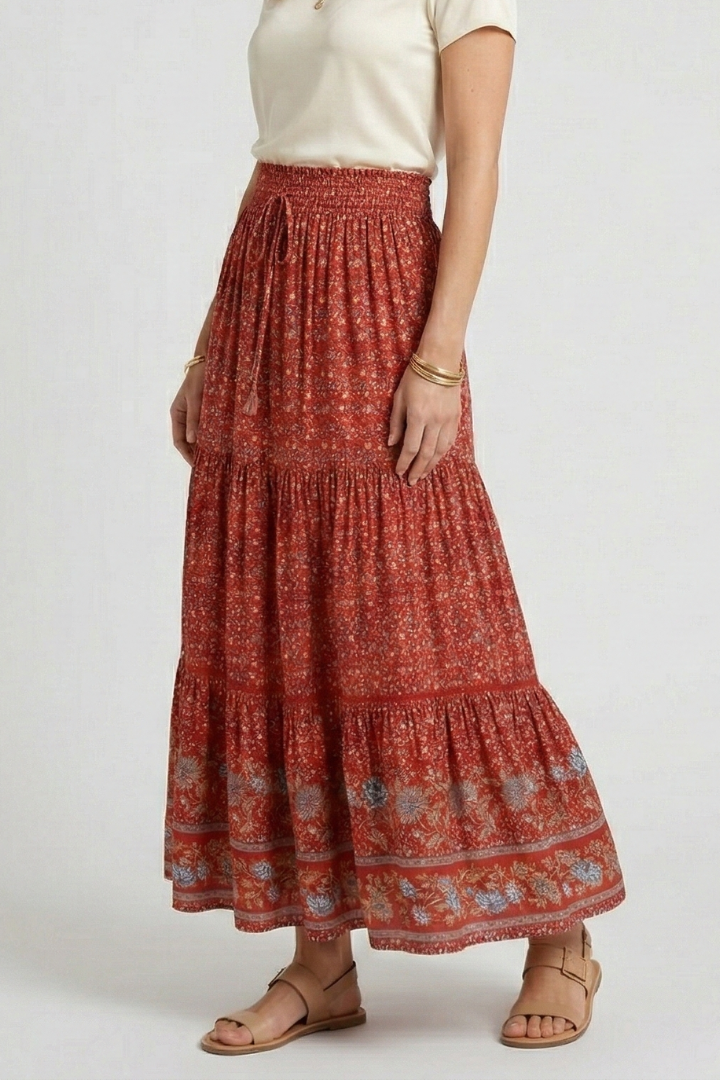 Elpis | Women's Maxi Skirt | Elastic Waist Floral Print