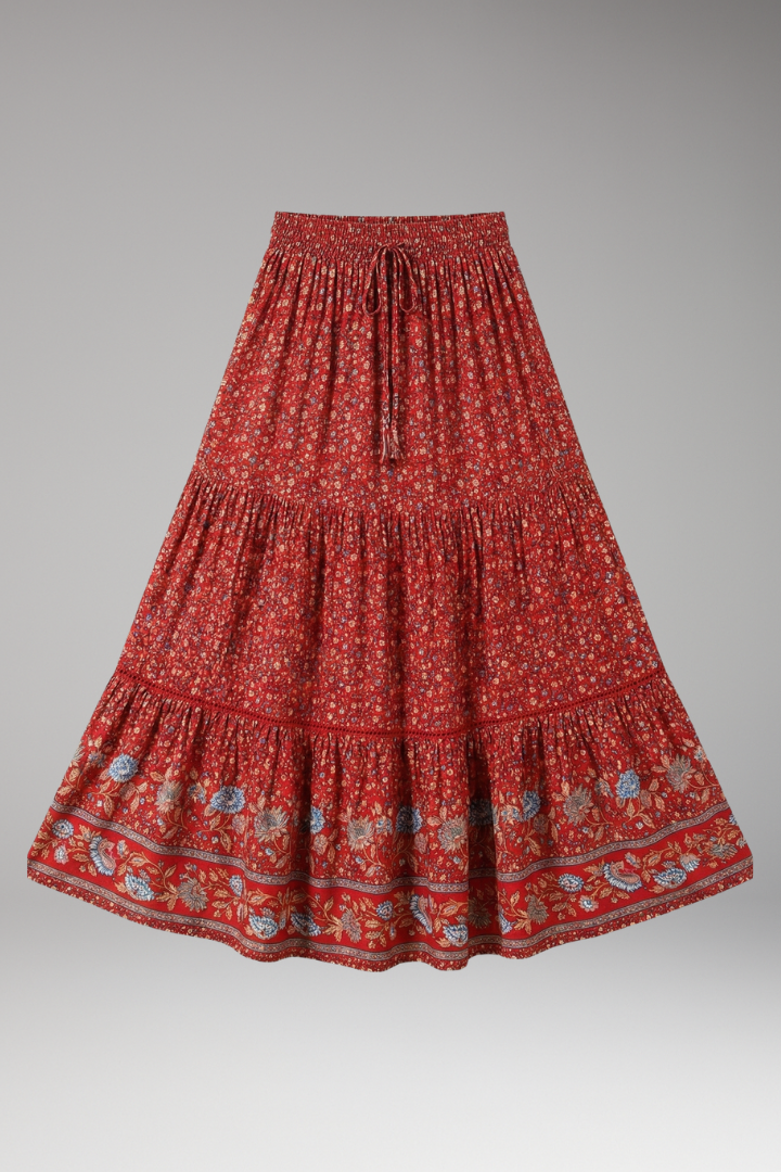 Elpis | Women's Maxi Skirt | Elastic Waist Floral Print