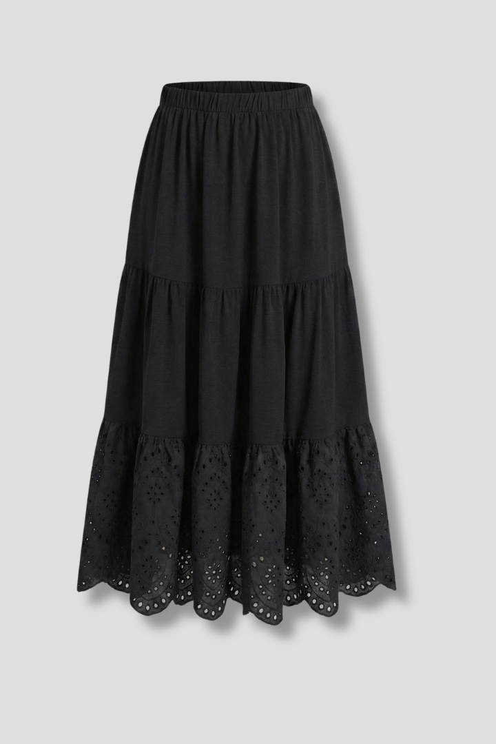 Orla | Women's Maxi Skirt | Elastic Waist Lace Hem