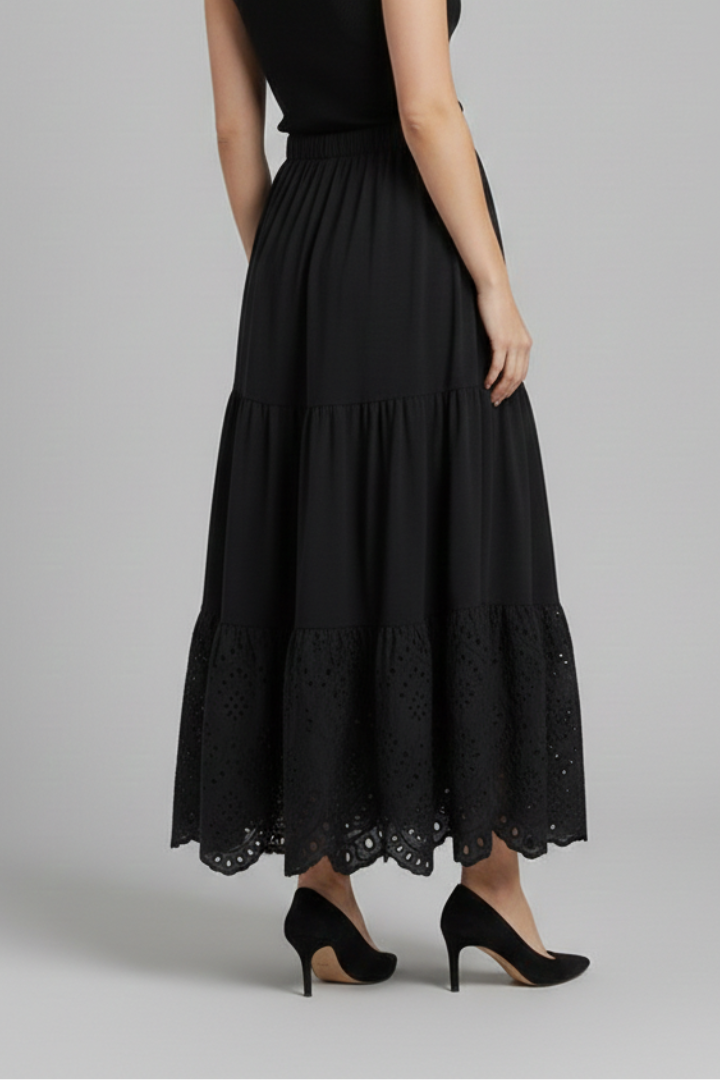 Orla | Women's Maxi Skirt | Elastic Waist Lace Hem