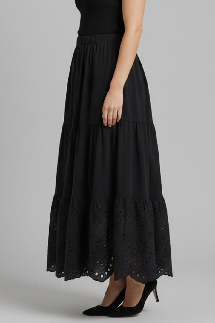 Orla | Women's Maxi Skirt | Elastic Waist Lace Hem