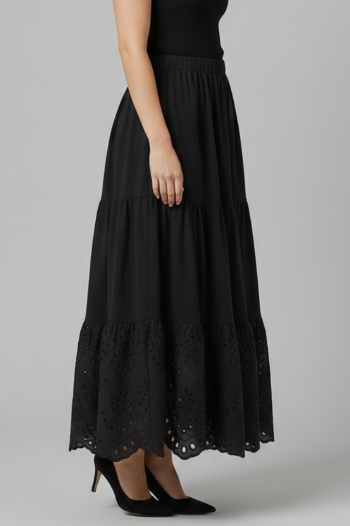 Orla | Women's Maxi Skirt | Elastic Waist Lace Hem