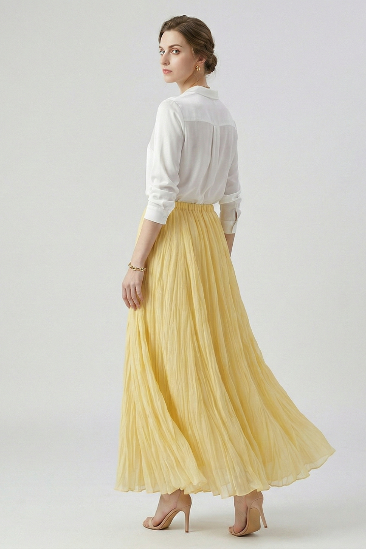 Oona | Women's Maxi Skirt | Elastic Waist Pleated