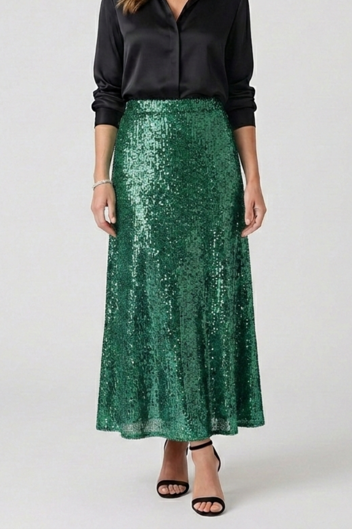 Rae | Women's Maxi Skirt | Elastic Waist Sequin