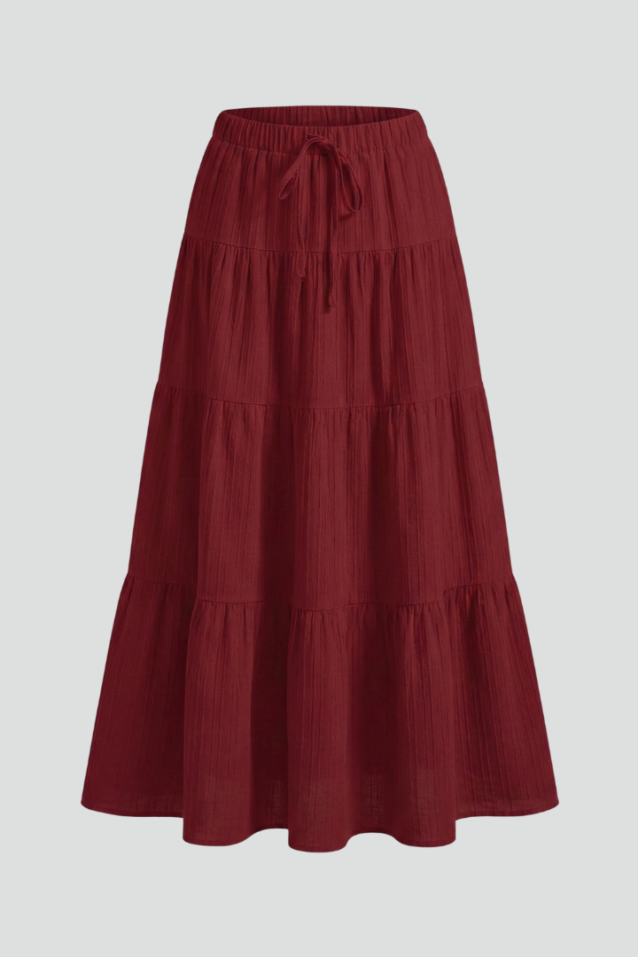 Pearl | Women's Maxi Skirt | Elastic Waist Tiered Panels