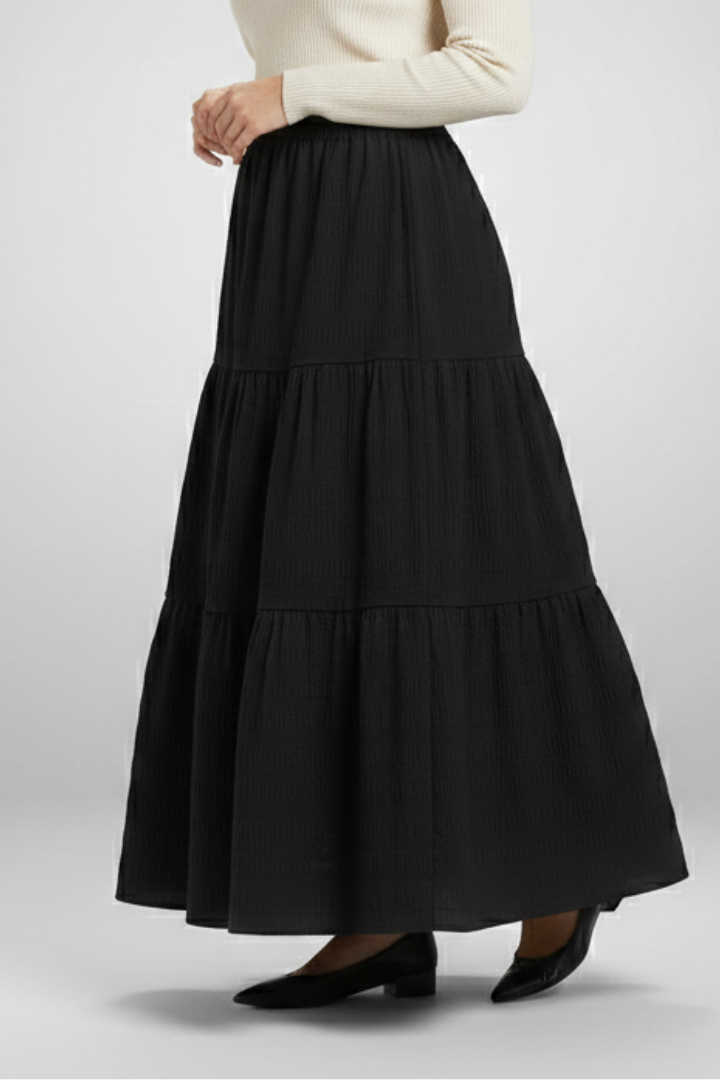 Willa | Women's Maxi Skirt | Elastic Waist Tiered Panels