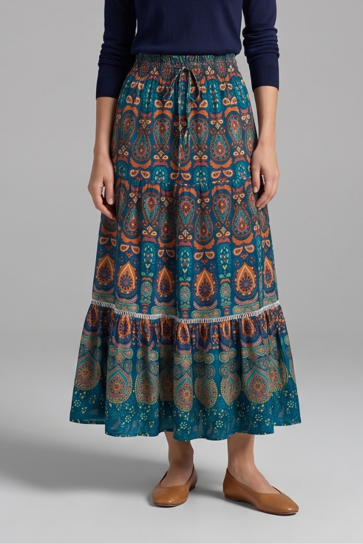 Zola | Women's Maxi Skirt | Elastic Waist Tiered Panels