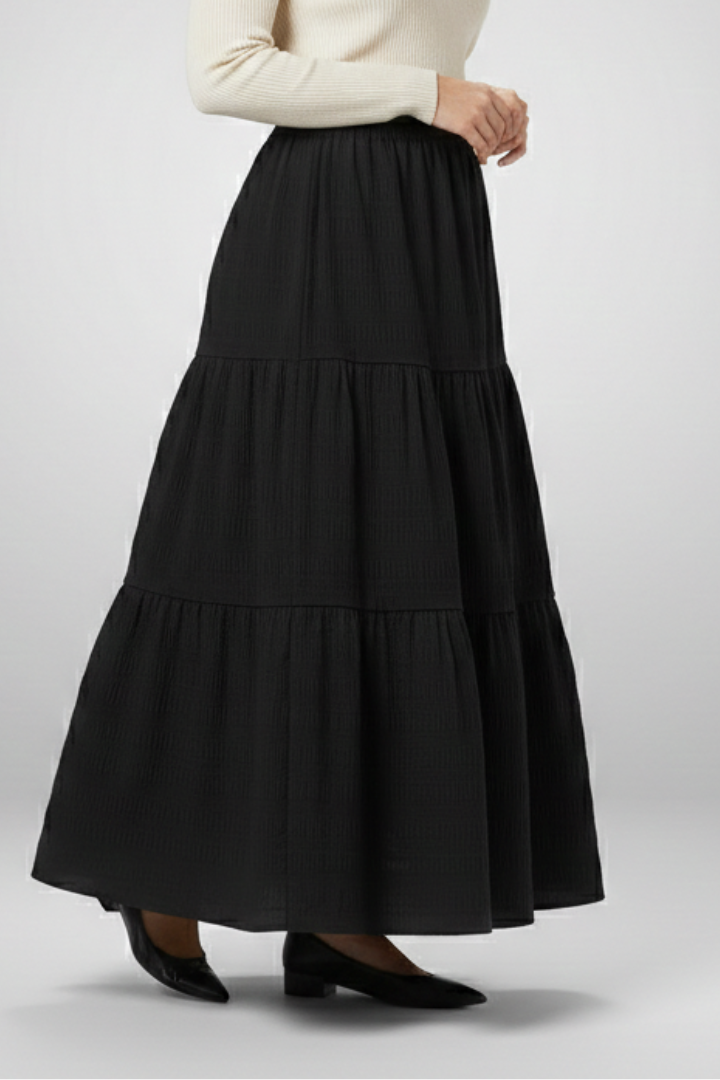 Willa | Women's Maxi Skirt | Elastic Waist Tiered Panels