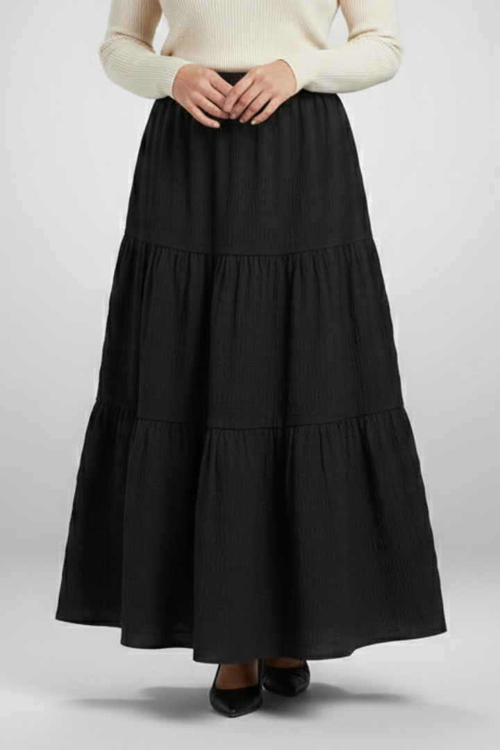 Willa | Women's Maxi Skirt | Elastic Waist Tiered Panels