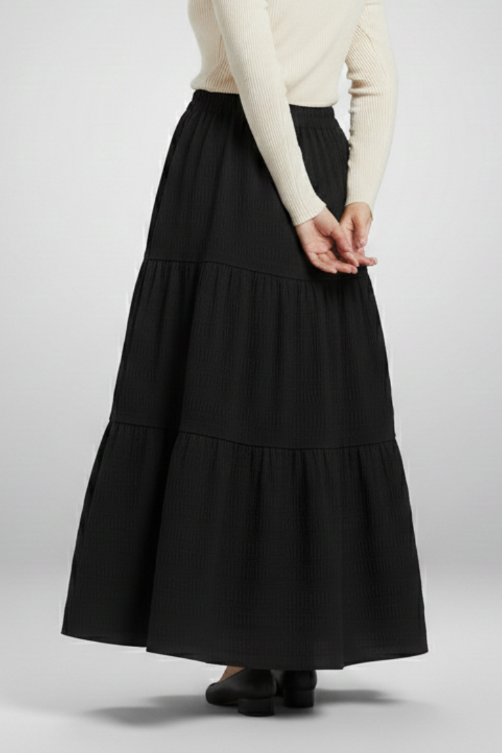 Willa | Women's Maxi Skirt | Elastic Waist Tiered Panels