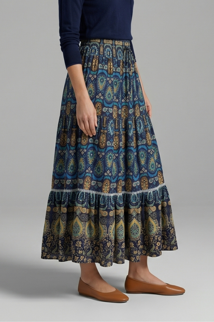 Zola | Women's Maxi Skirt | Elastic Waist Tiered Panels