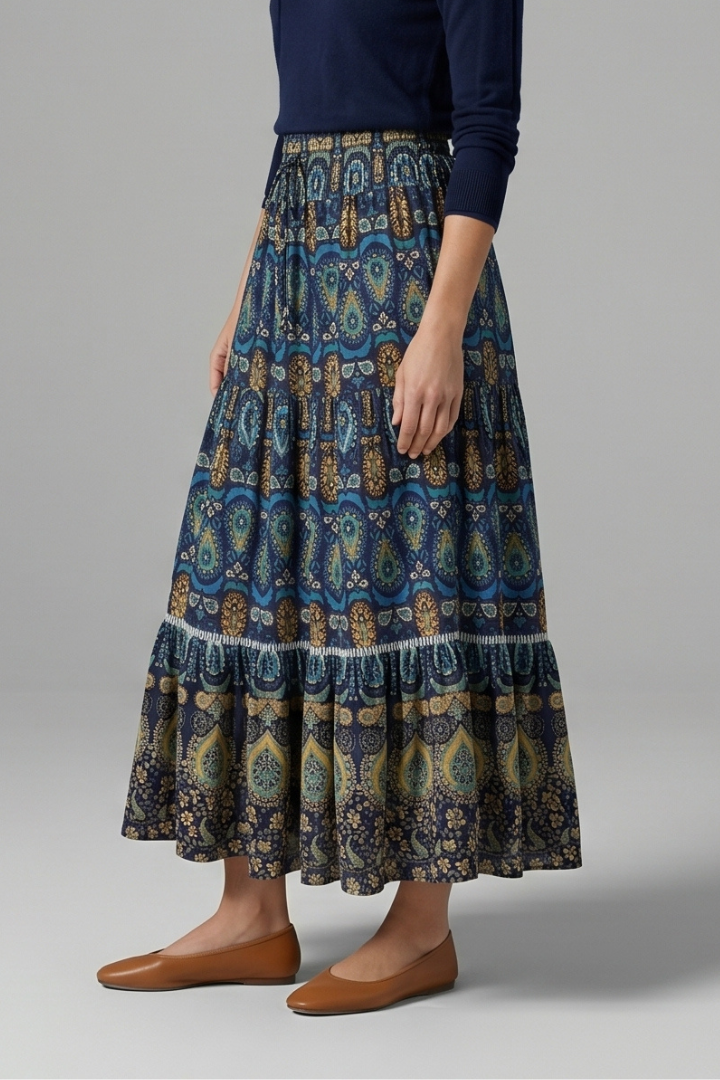 Zola | Women's Maxi Skirt | Elastic Waist Tiered Panels