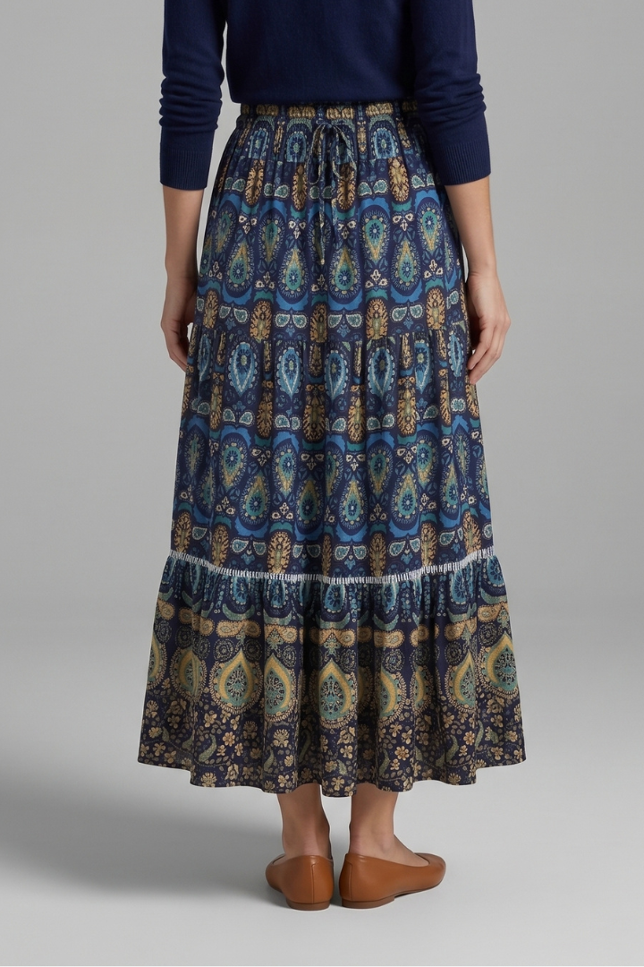 Zola | Women's Maxi Skirt | Elastic Waist Tiered Panels