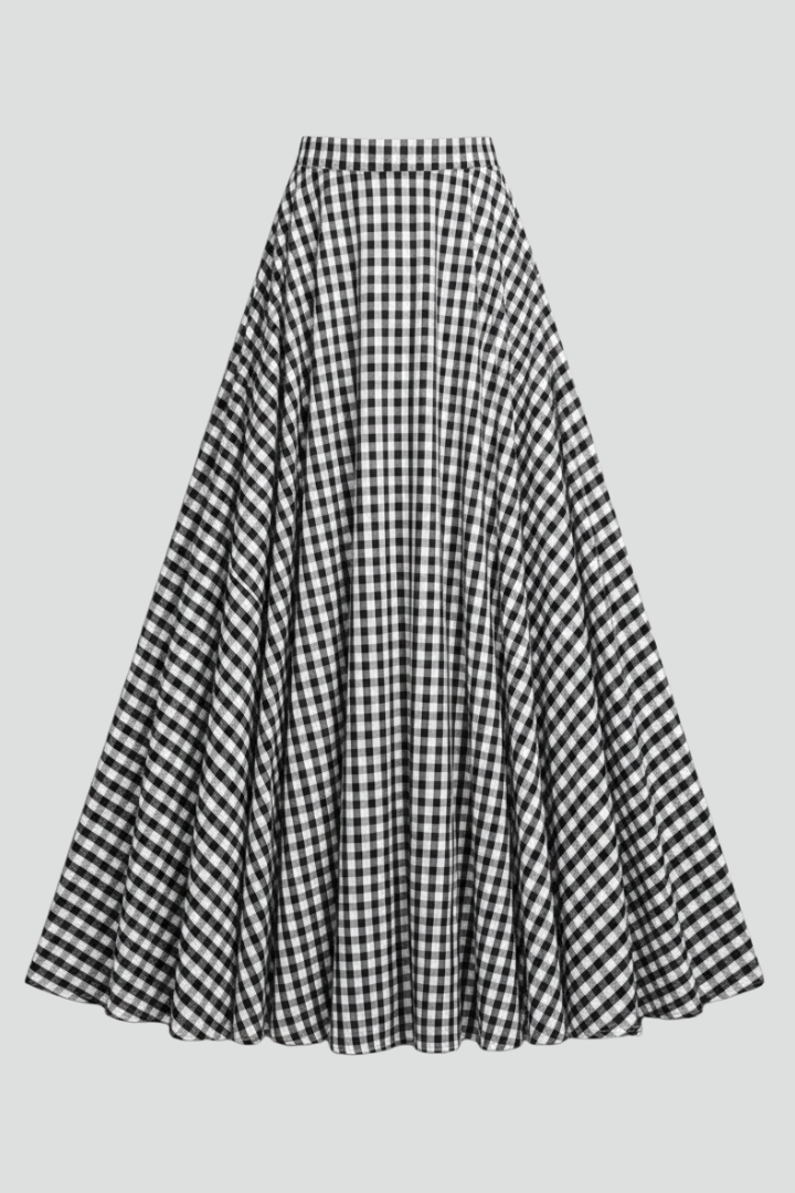 Xena | Women's Maxi Skirt | High Waist Check Pattern