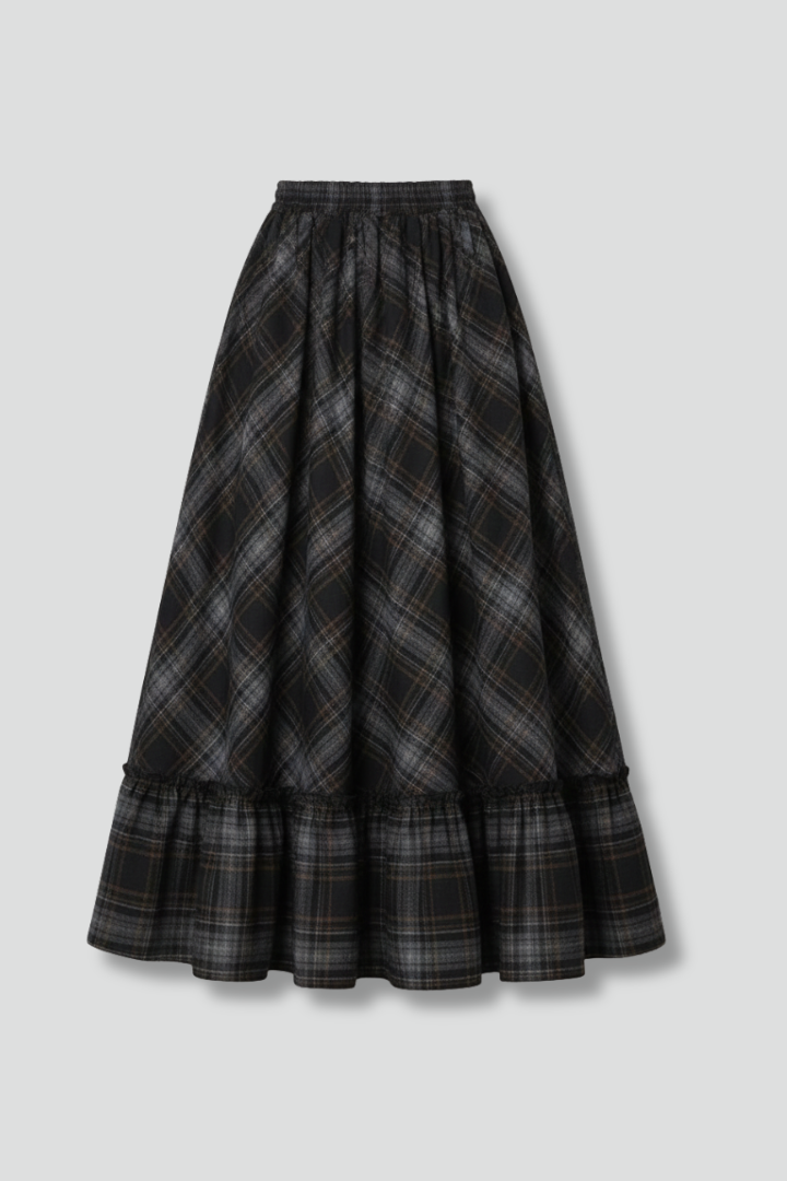 Rhea | Women's Maxi Skirt | High Waist Plaid Pattern