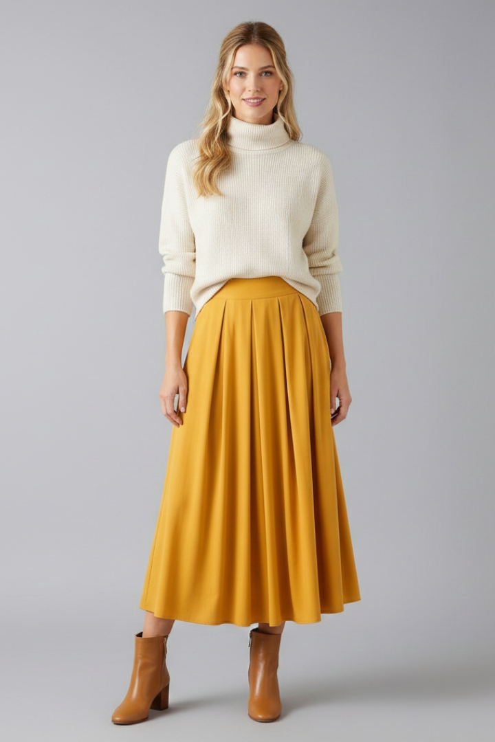 Quinn | Women's Maxi Skirt | High Waist Pleated Front