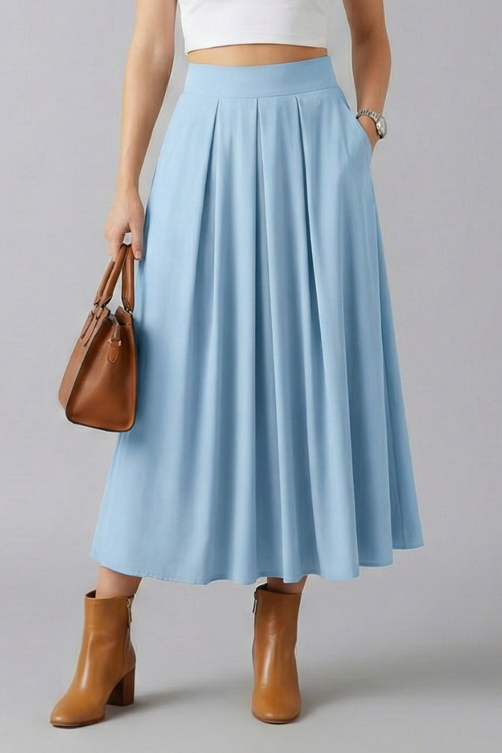 Quinn | Women's Maxi Skirt | High Waist Pleated Front