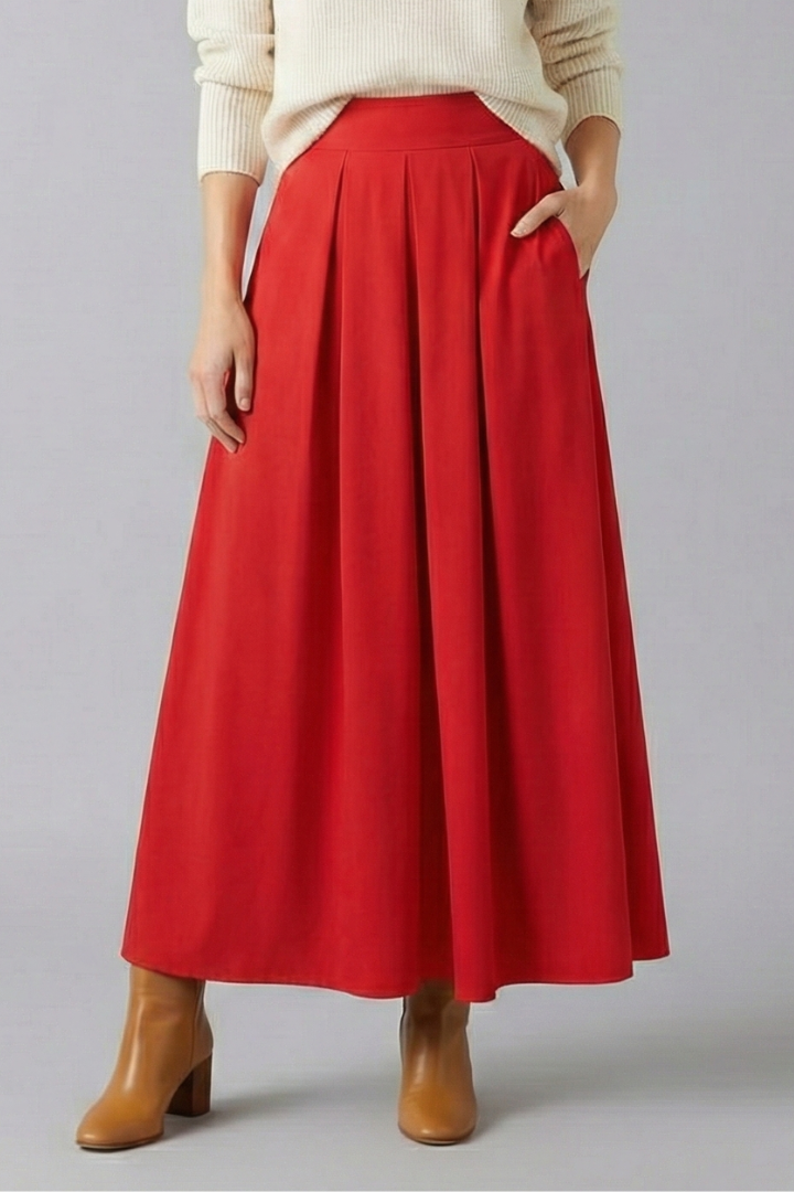 Quinn | Women's Maxi Skirt | High Waist Pleated Front