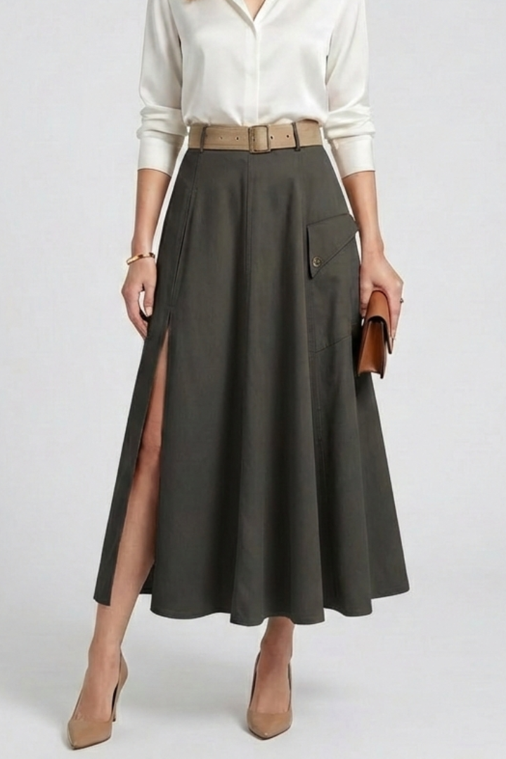 Tara | Women's Maxi Skirt | Side Pockets High Slit