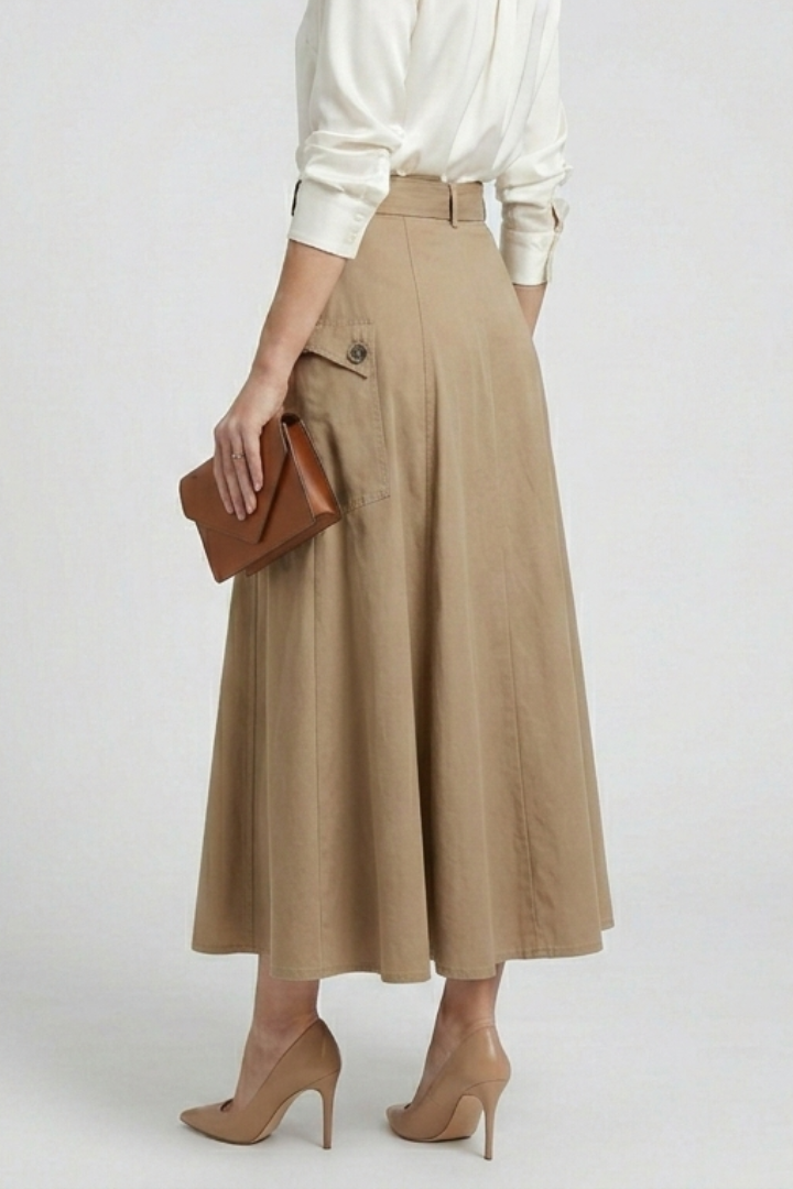 Tara | Women's Maxi Skirt | Side Pockets High Slit