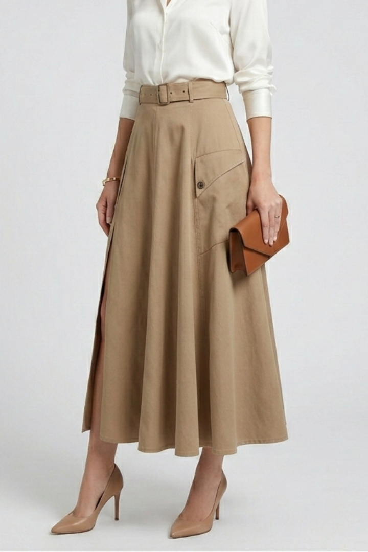 Tara | Women's Maxi Skirt | Side Pockets High Slit