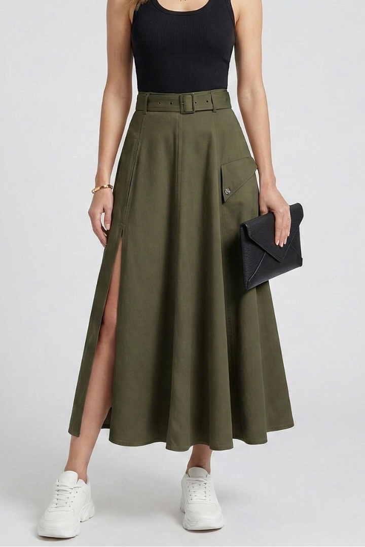 Tara | Women's Maxi Skirt | Side Pockets High Slit