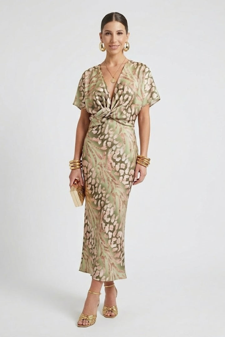 Ebba | Women's Midi Dress | Pleated Skirt Floral Print