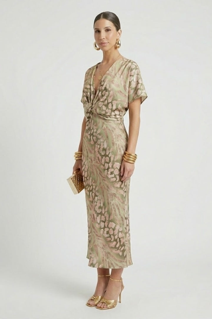Ebba | Women's Midi Dress | Pleated Skirt Floral Print