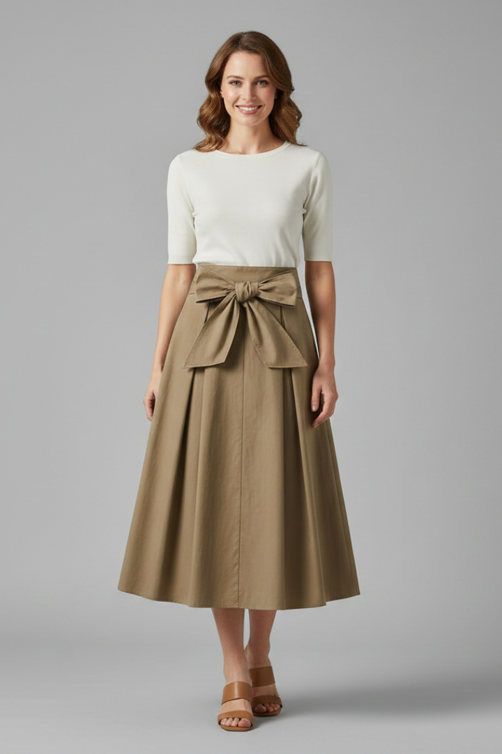 Xara | Women's Midi Skirt | High Waist Bow Detail