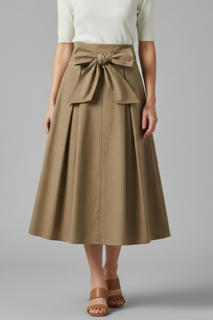 Xara | Women's Midi Skirt | High Waist Bow Detail
