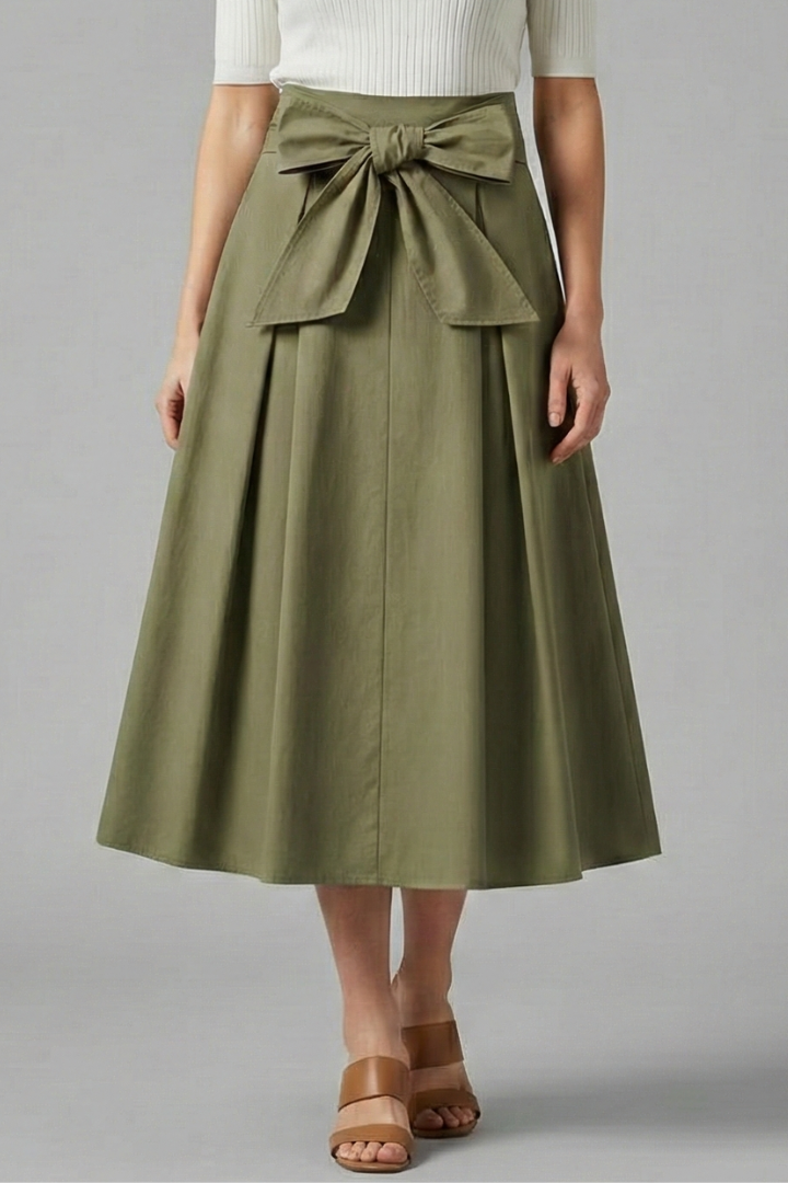 Xara | Women's Midi Skirt | High Waist Bow Detail