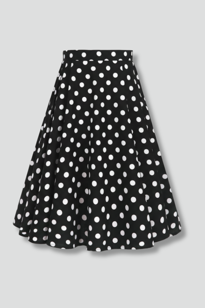 Nephele | Women's Midi Skirt | High Waist Polka Dot Print