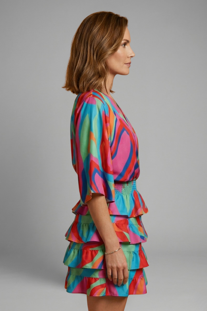 Mila | Women's Mini Dress | Wrap Front Ruffle Skirt